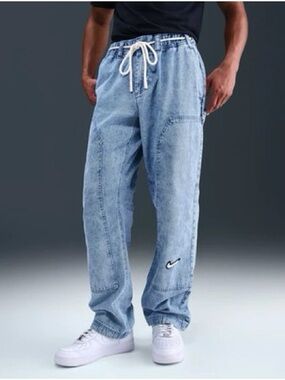 Nike Force Blue Relaxed Drawstring Denim Jeans